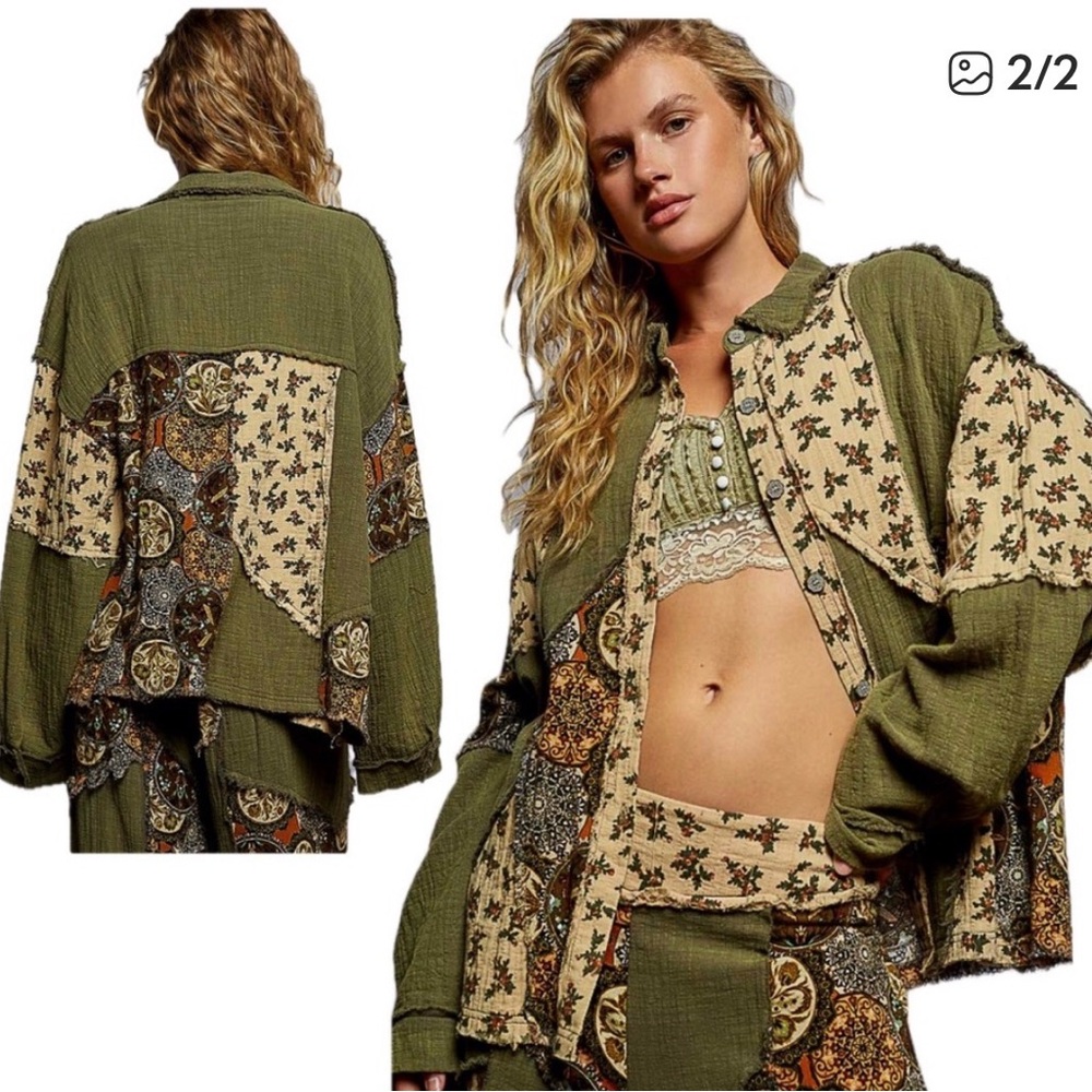 AVAILABLE 
Brand New without tags POL Olive Green Double Gauze Top Size L
